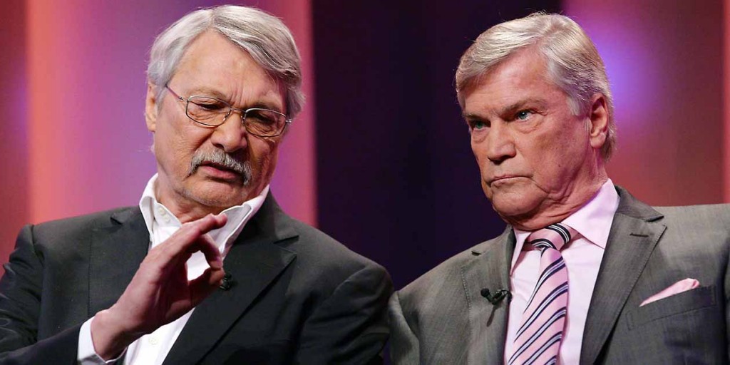 Die Kabarettisten Henning Venske und Jochen Busse im Unterhaus , Foto: Bernd Eßling, Bildjournalist, Fotograf, Mainz